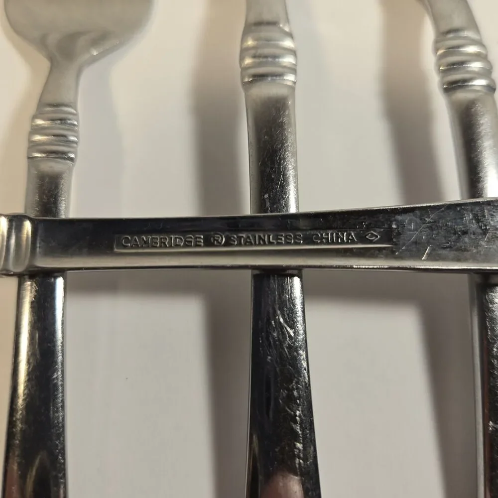 Set of 9 Cambridge Codie  Stainless Dinner Forks, Knife, Soup Spoon Flatware